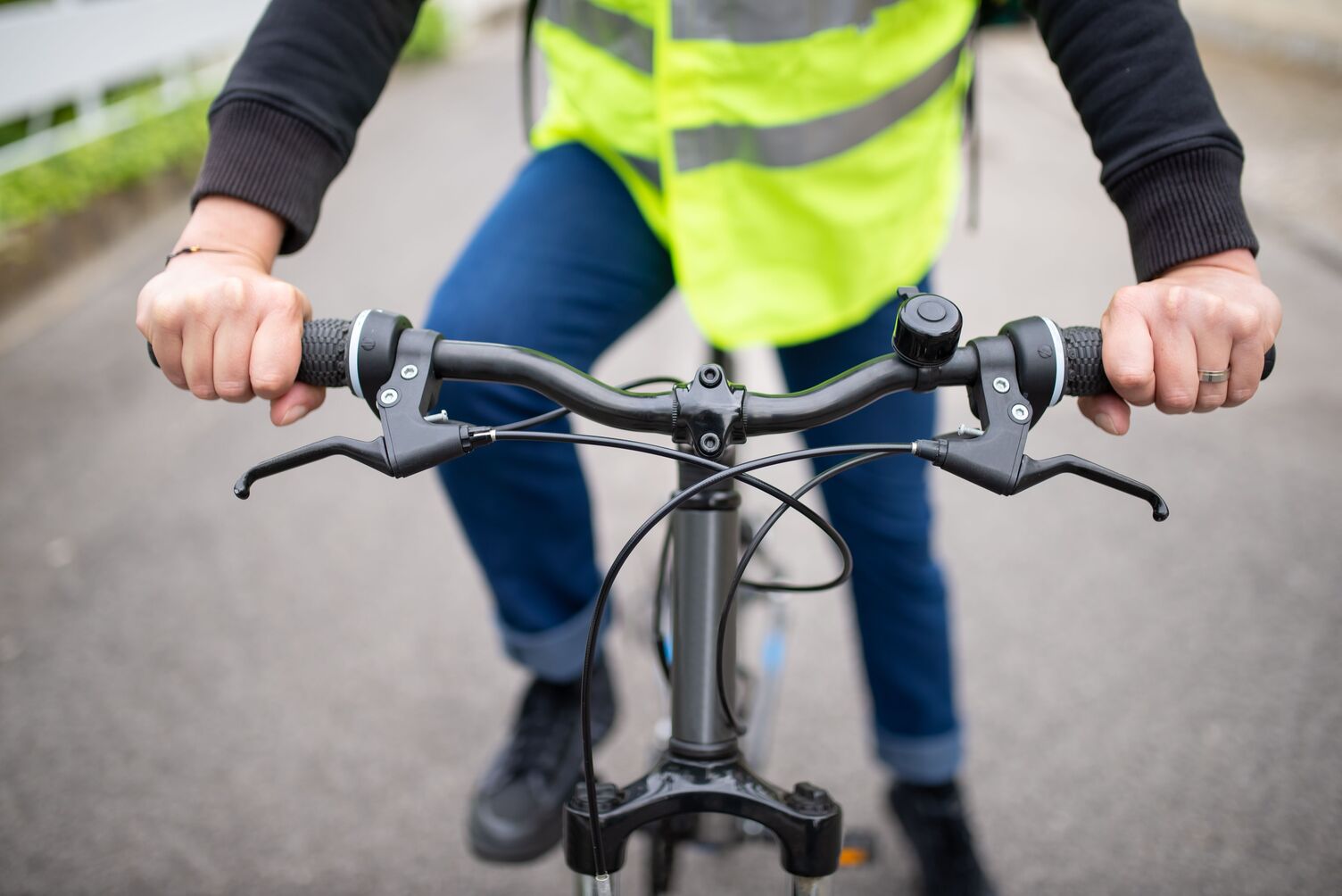 Cyclist riding with SignalRider safety gear
